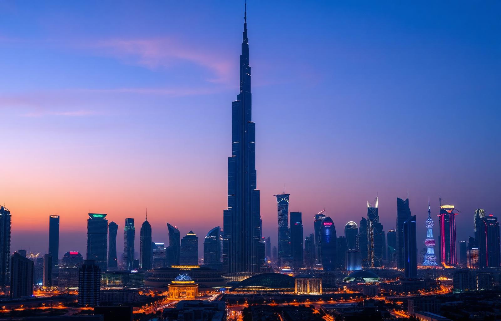 Dubai skyline at twilight